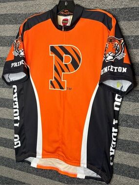 Vintage Y2K Princeton University Tigers Orange & Black Men's Cycling Jersey XXL